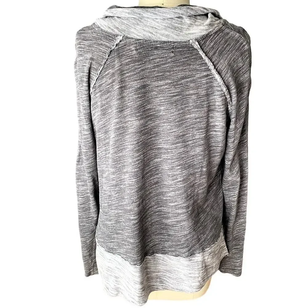 FREE PEOPLE Beach Two Tone Gray Cocoon Cowl Neck Pullover Activewear Top